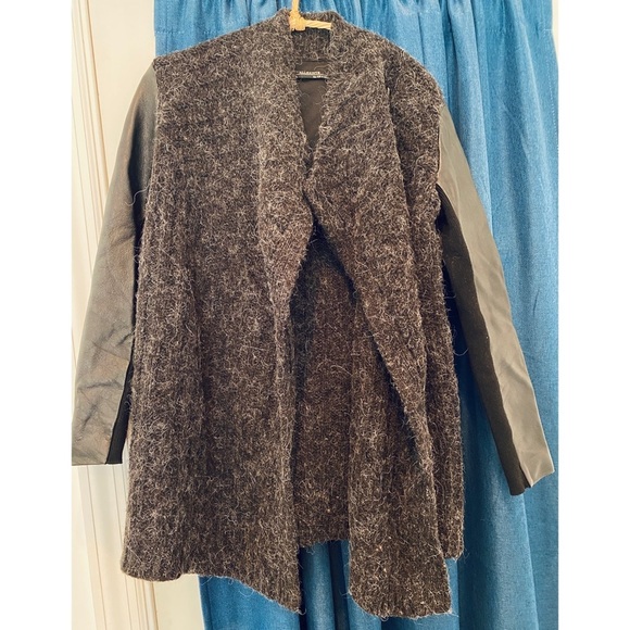 ALL SAINTS wool, alpaca cardigan with leather sleeves. - Picture 8 of 8